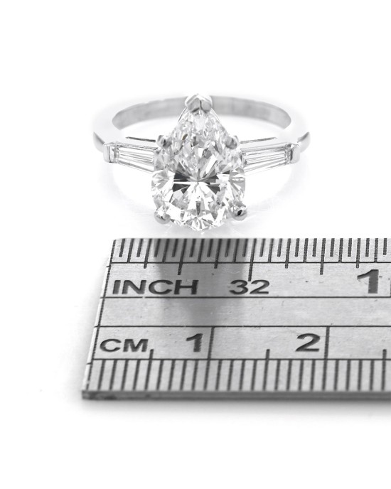 GIA Certified Pear Cut Diamond Solitaire Ring in Platinum